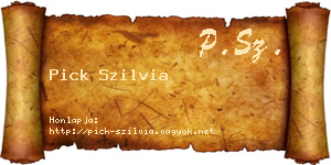 Pick Szilvia névjegykártya